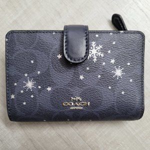 Coach Medium Corner Zip Wallet Navy & Silver